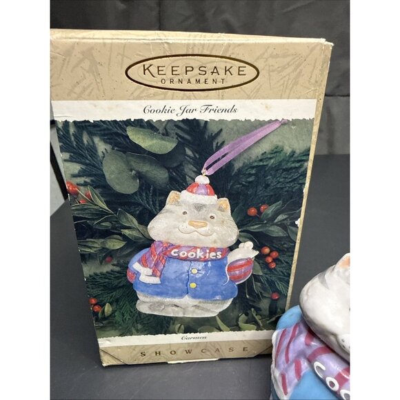 Hallmark 1996 Keepsake Cookie Jar Friends CARMEN Ceramic CAT Ornament - Picture 3 of 13